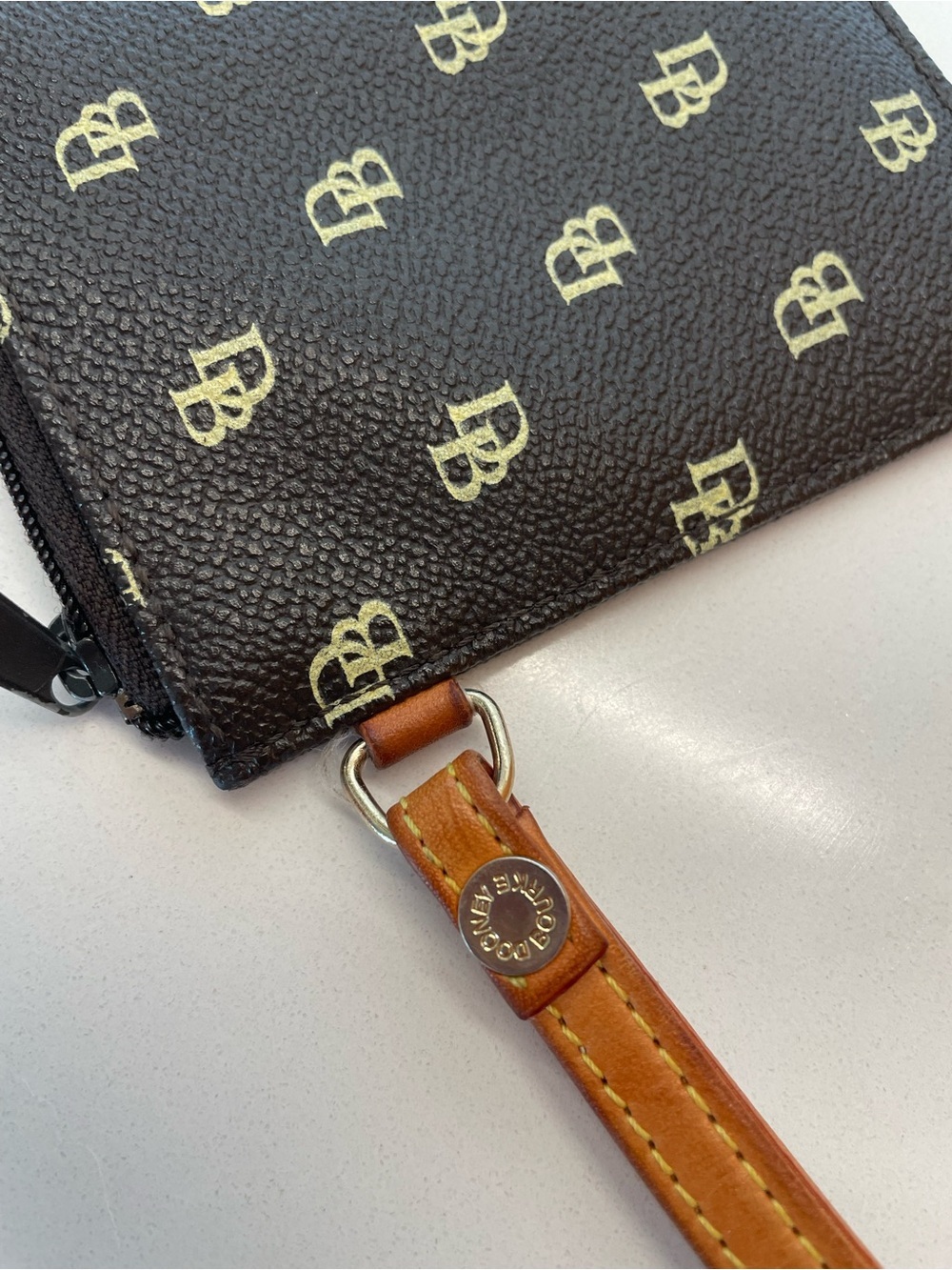 Dooney & Bourke Logo Wristlet with Tan Strap - Picture 6 of 6